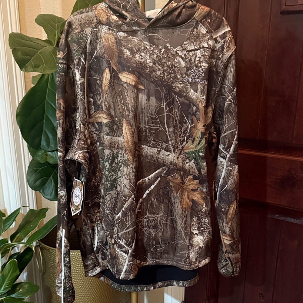 Realtree Camouflage Tech Hoodie with Brown and Face Gaiter